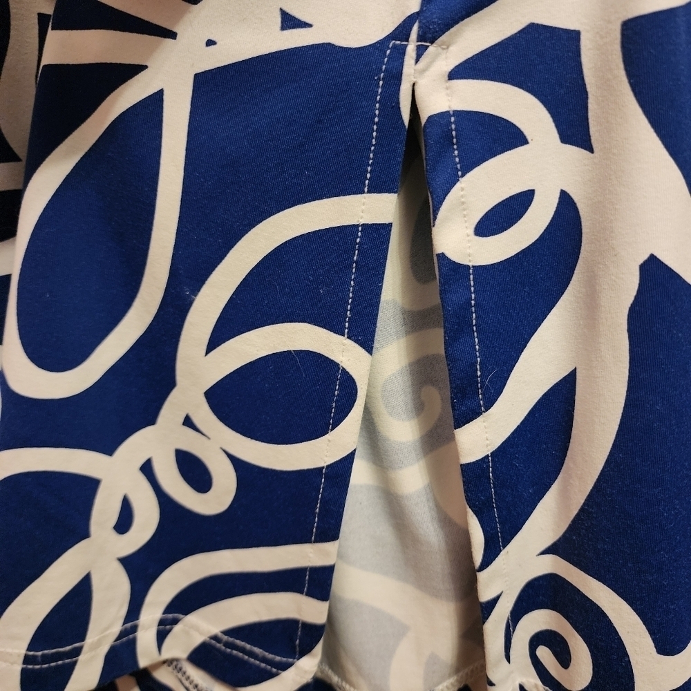 Barbara Gerwit Womens 3/4 Sleeve Y Neck Sheath Dress Blue white Vintage Resort - Picture 9 of 10